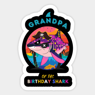 Grandpa of the Shark Birthday Matching Family Sticker